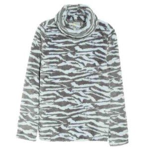 NWT Zella Nikki Fleece Sweatshirt in Grey Shadow Wild Zebra size S
